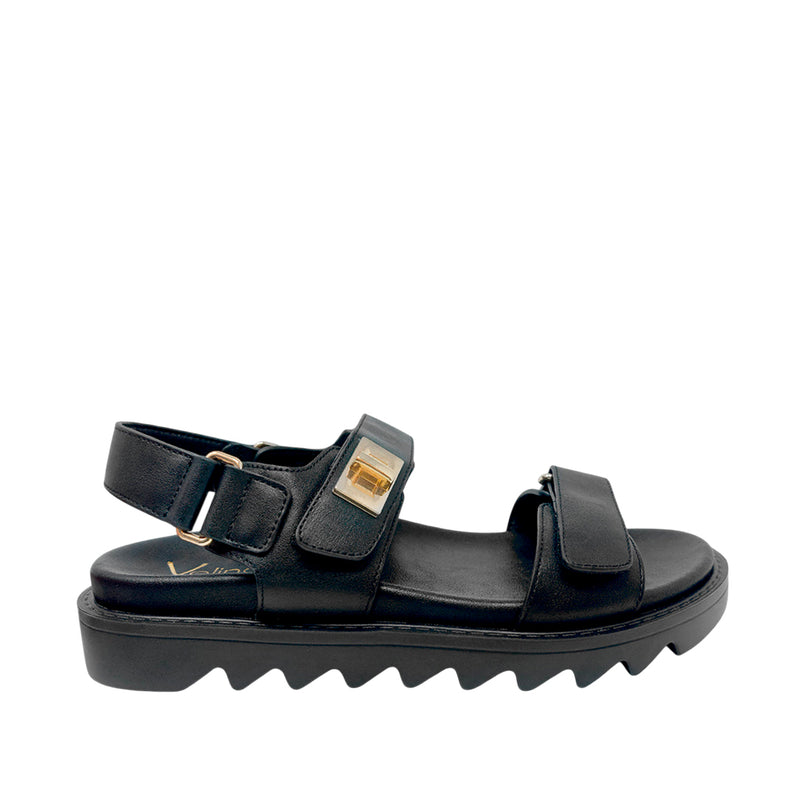 Sandalias flats Madelin negro para mujer