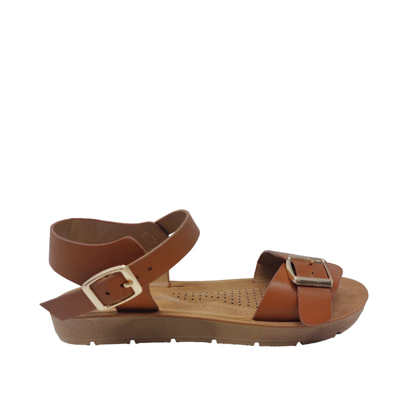 Sandalias flats Sulen camel para mujer