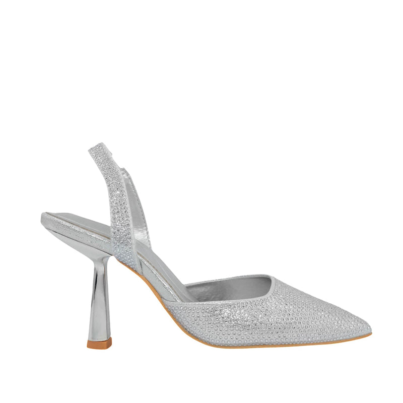 Tacones Celine para mujer color plateado