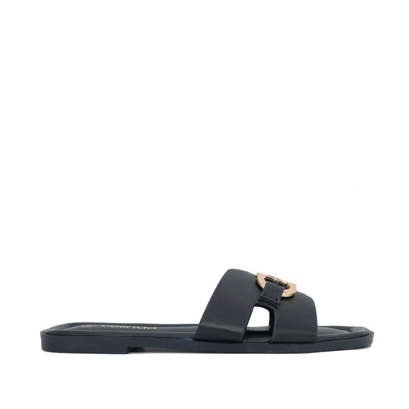 Sandalias Flats Amanda para mujer color negro