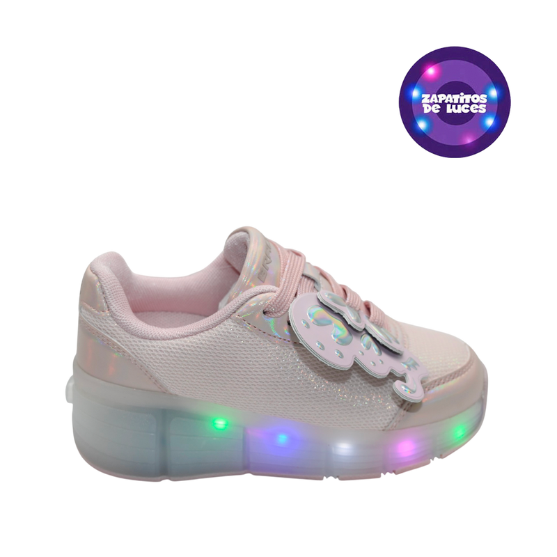 Tennis con ruedas Rondarol para niña color rosado