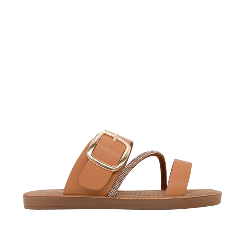 Sandalias flats Duna para mujer color tan