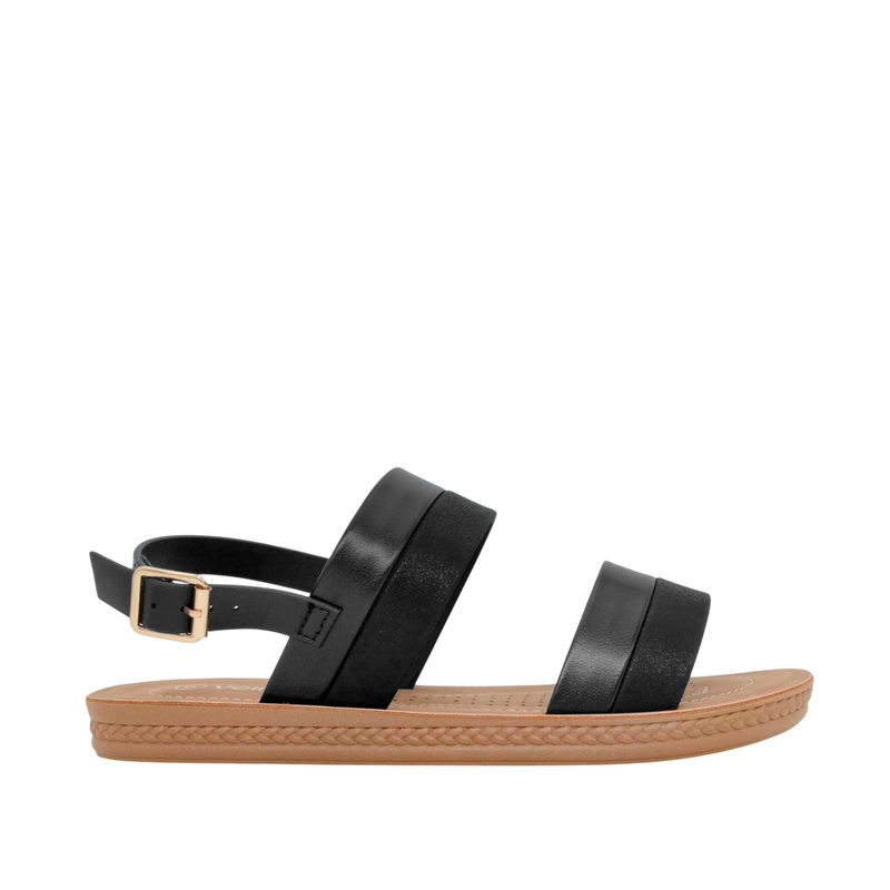 Sandalias flats Luna para mujer color negro